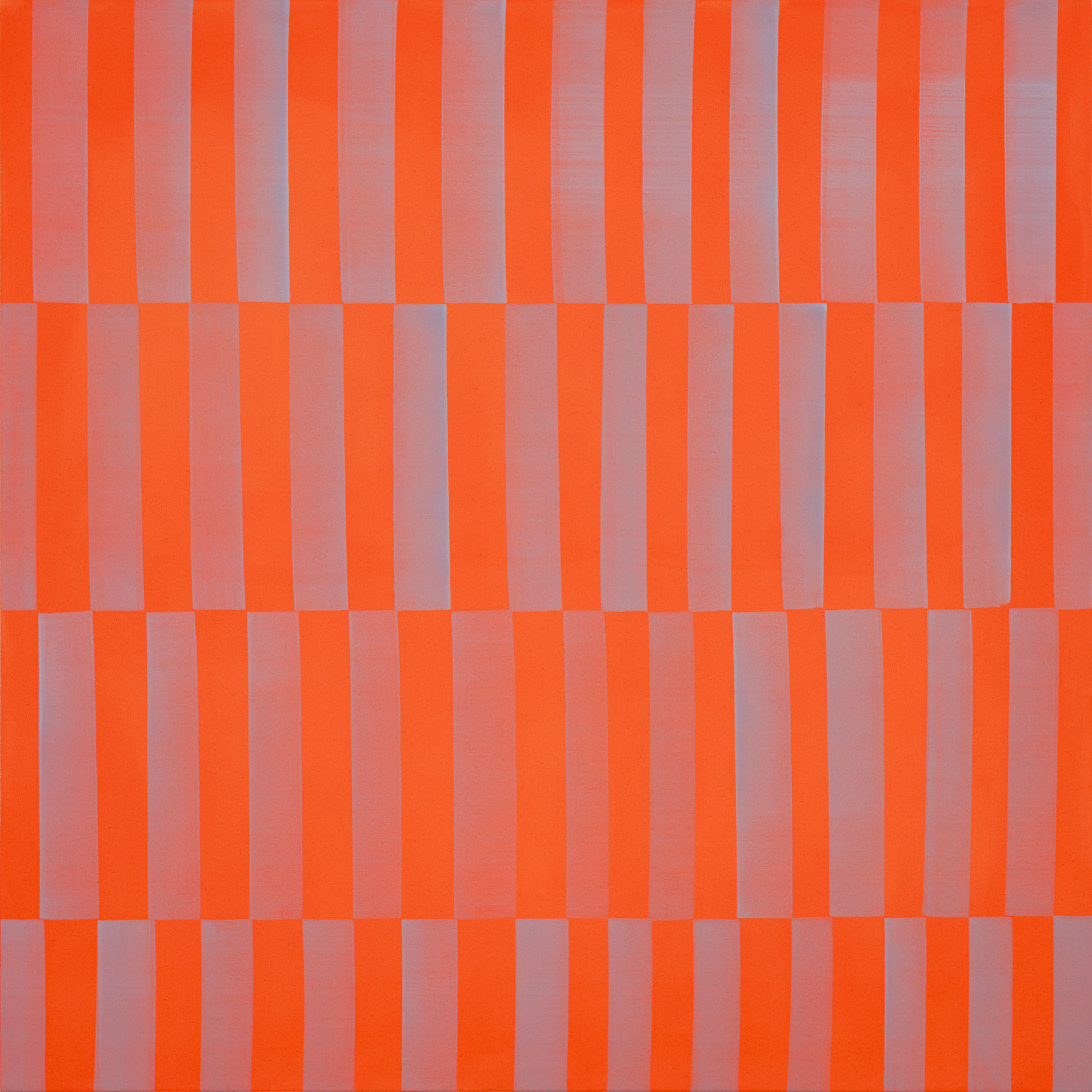 Nikola Dimitrov, Orange zone, 2024, Pigmente, Bindemittel auf Leinwand, 140 x 140 cm